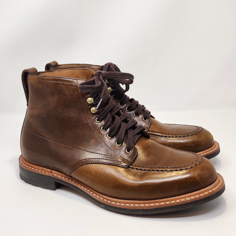 J Crew Kenton Pacer Brown Leather Carpenter Boots Men Size 8.5 Lace Up Ankle